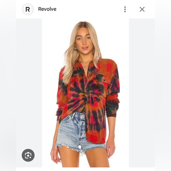 MADEWORN TIE DYE FLANNEL BUTTON DOWN SHIRT. Size Small. - Picture 9 of 9